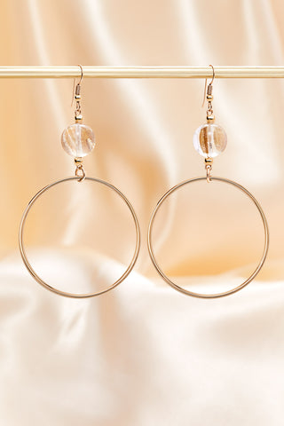 CHAMPAIGNE SAND QUARTZ GOLD HOOP EARRINGS