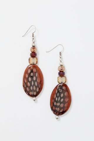 BROWN LIGHT WOOD FEATHER EARRINGS