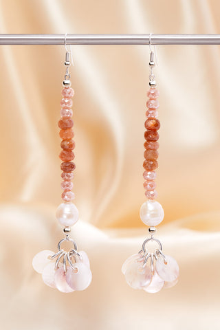 PINK MERMAID PEARL AND SHELL EARRINGS