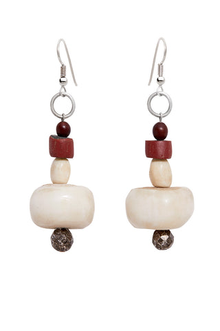 WHITE AND RED DANCING DROP EARRINGS