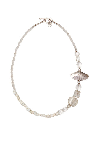 ETHEREAL CRYSTAL QUARTZ AND STERLING SILVER SHELL NECKLACE