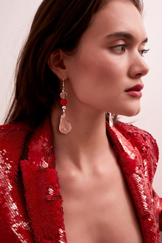 PARTY HARD IN RED CRYSTAL QUARTZ EARRINGS
