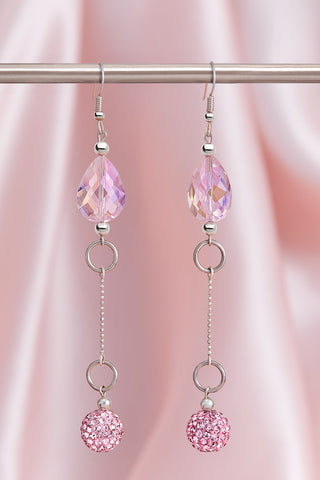 LUMINOUS FAKE CRYSTAL AS LONG AS iT LOOKS GOOD  POM POM DROP EARRINGS