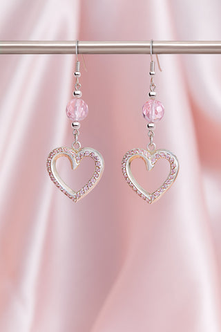 I AM A PRETTY  DOLL PINK HEART EARRINGS