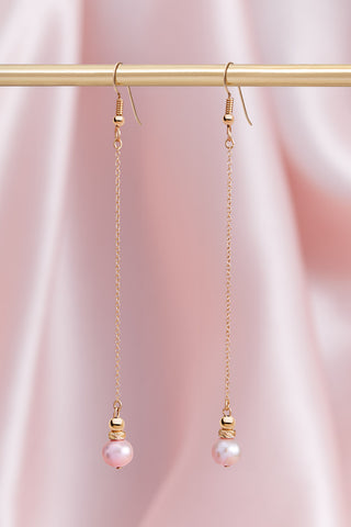 14K GOLD DADDY’S LITTLE GIRL PINK PEARL DROP EARRINGS