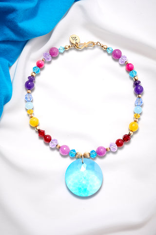 SOFT DREAMY NECKLACE WITH MESMERIZING LOLLIPOP BLUE PENDANT