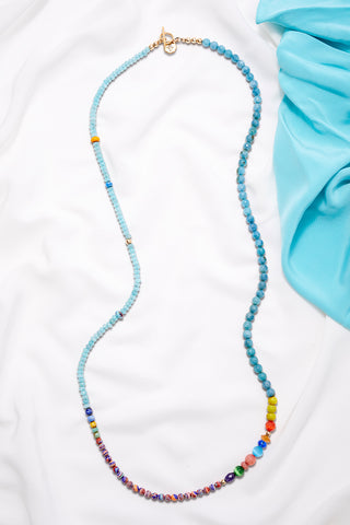 SKY BLUE ECLECTIC COLORFUL WORLD NECKLACE