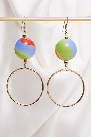 OVERSIZED CANDY SWIRL BLOWN GLASS GOLD HOOP EARRINGS