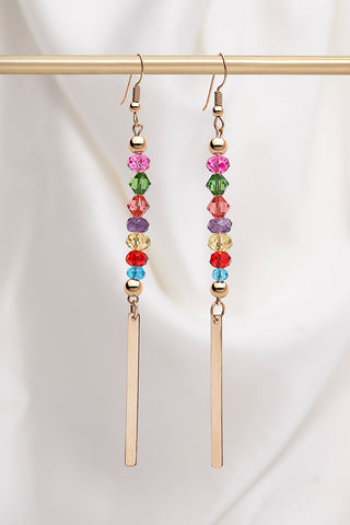 COLORFUL BRIGHT JOY GOLD BAR EARRINGS