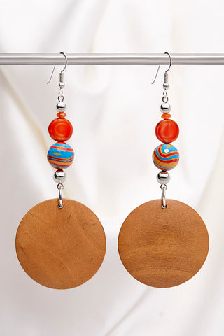 ECSTATIC ORANGE YELLOW AND BLUE WOOD EARRINGS