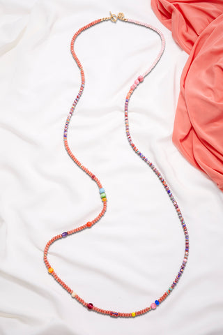 PINK PEACH ECLECTIC COLORFUL WORLD NECKLACE