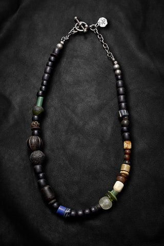 BLACK WITH SPARKS OF BLUE AND GREEN NECKLACE