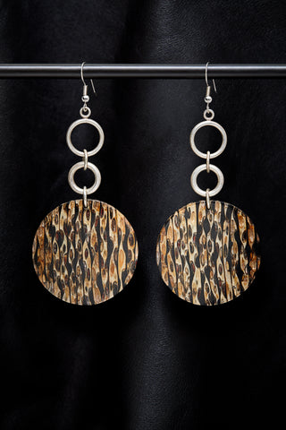 STERLING SILVER  DOUBLE CIRCLE SAFARI EARRINGS
