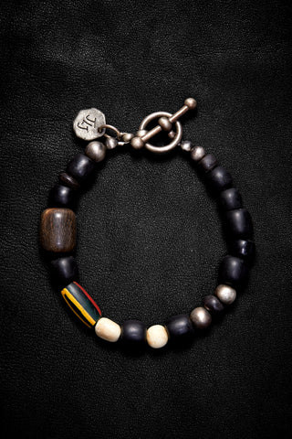 CAMPFIRE BLACK CREAM AND STRIPE BRACELET