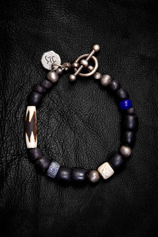 CAMPFIRE BLACK BATIK AND BLUE BRACELET