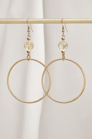 CITRINE CLASSIC GOLD HOOP EARRINGS