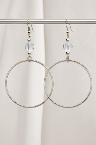 CRYSTAL QUARTZ CLASSIC STERLING SILVER HOOP EARRINGS