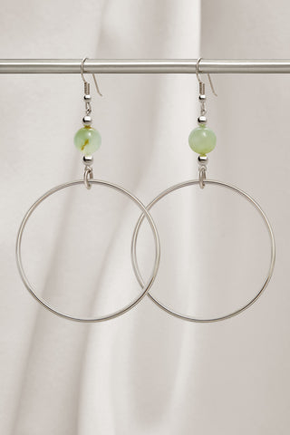 GREEN AQUAMARINE CLASSIC STERLING SILVER HOOP
