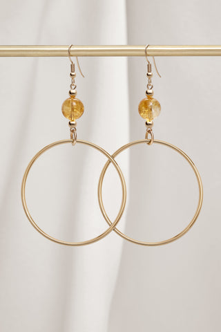 DARK CITRINE CLASSIC GOLD HOOP EARRINGS