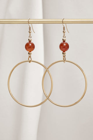 HESSONITE CLASSIC GOLD HOOP EARRINGS