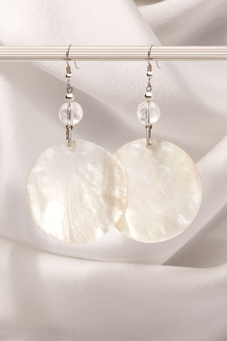 CRYSTAL QUARTZ SHIMMERING SHELL EARRINGS