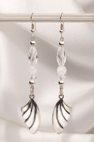 CRYSTAL QUARTZ AND MOONSTONE WING EARRINGS