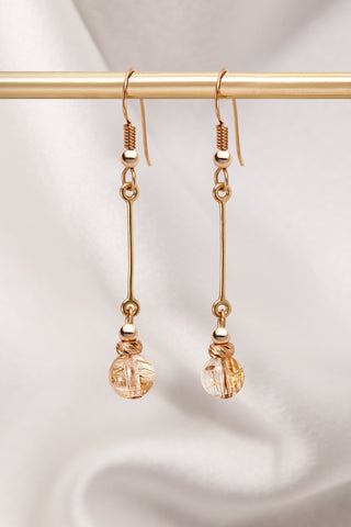 RUTILATED QUARTZ 14K GOLD CLASSIC DROP EARRINGS