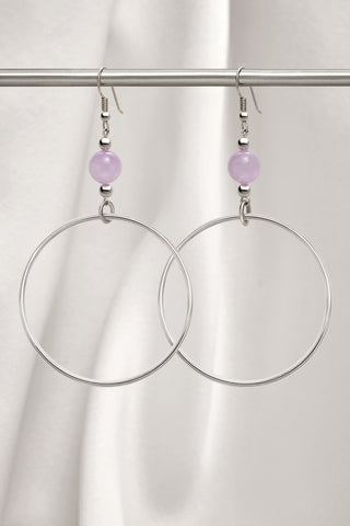 PINK KUNZITE CLASSIC STERLING SILVER HOOP EARRINGS
