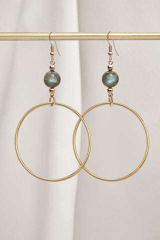 LABRADORITE CLASSIC GOLD HOOP EARRINGS