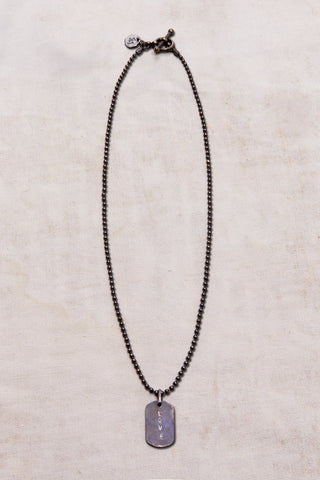 OXIDIZED STERLING SILVER LOVE DOG TAG CHAIN NECKLACE