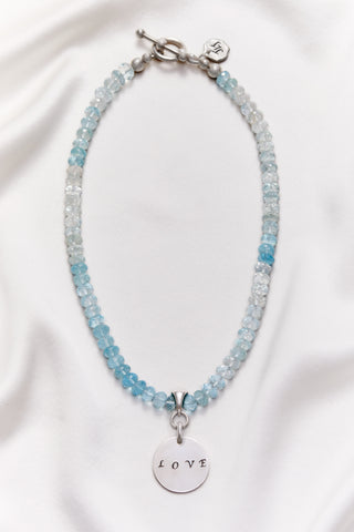 SHADED BLUE TOPAZ LOVE NECKLACE