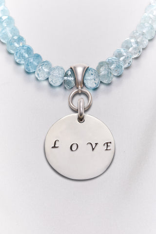SHADED BLUE TOPAZ LOVE NECKLACE