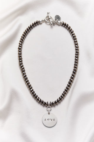 WHITE PYRITE LOVE NECKLACE