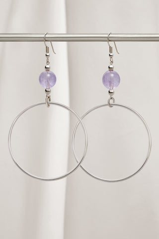 PINK AMETHYST CLASSIC STERLING SILVER HOOP EARRING