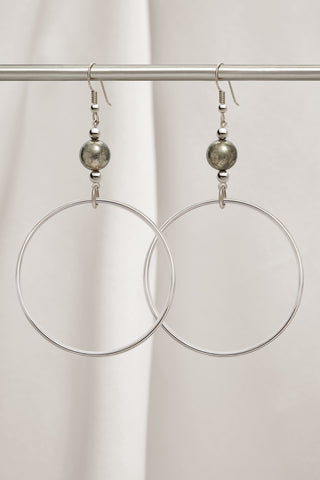 PYRITE CLASSIC STERLING SILVER HOOP EARRINGS
