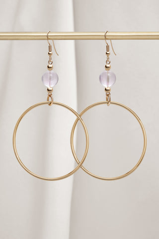 ROSE QUARTZ CLASSIC GOLD HOOP EARRINGS