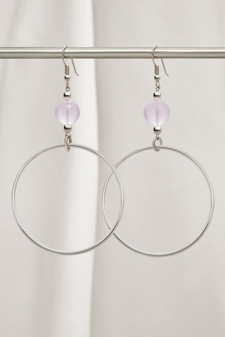 ROSE QUARTZ CLASSIC STERLING SILVER HOOP EARRINGS