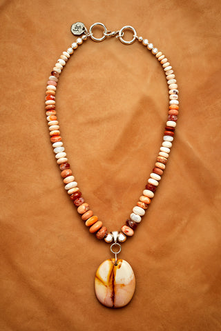 TRANQUIL DESERT OPAL CHOKER NECKLACE WITH PENDANT