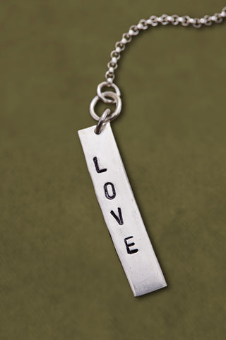 STERLING SILVER LOVE LARIAT CHAIN NECKLACE