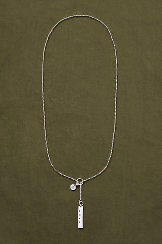 STERLING SILVER LOVE LARIAT CHAIN NECKLACE
