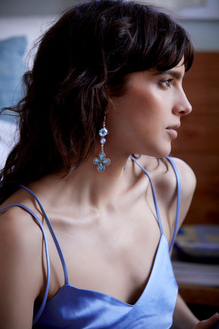 Ethereal Blue Lucky Clover Earrings
