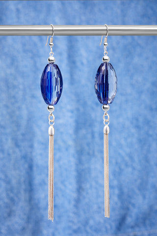 Sparkling Blue Sand Quartz Quartz And Sterling Silver Tassel Earrings