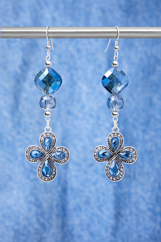 Ethereal Blue Lucky Clover Earrings