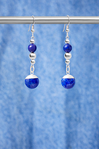 Lapis And Sterling Silver Circle Drop Earrings