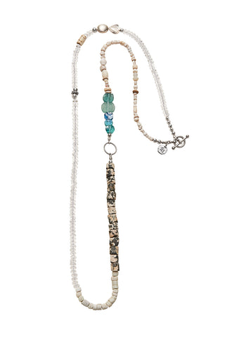 RUGGED CRYSTAL QUARTZ AND BLUE GRANITE NECKLACE