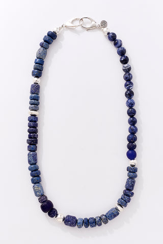 Chunky Blue Gemstone and Sterling Silver Necklace