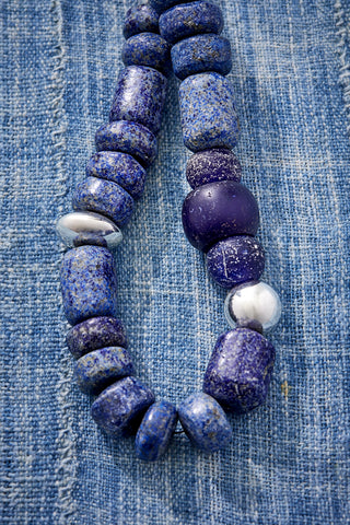 Chunky Blue Gemstone and Sterling Silver Necklace