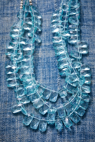 Exotic Aqua Layered Multi-Strand Necklace