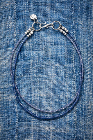Double Stranded Shades of Blue Sapphire Choker Necklace