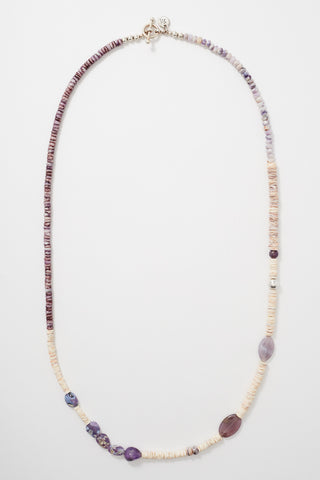 PURPLE CHALCEDONY AND AGATE SHELL NECKLACE